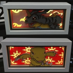 16色RGB遥控款【木框】数码宝贝亚古兽周边3D纸雕灯可爱发光剪纸小夜灯卧室床头摆件礼品
