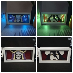 16色RGB遥控款【木框】OVERLORD骨王动漫3D纸雕灯卧室床头发光剪纸灯装饰小夜灯摆件批发
