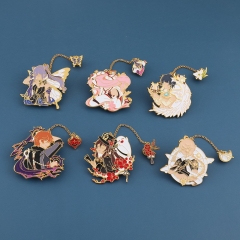 46 Styles Genshin Impact Cartoon Pin Anime Alloy Brooch