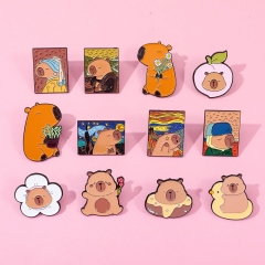 12 Styles Capybara Cartoon Pin Anime Alloy Brooch