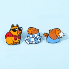 3 Styles Capybara Cartoon Pin Anime Alloy Brooch