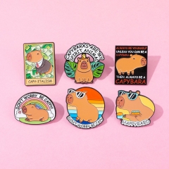 6 Styles Capybara Cartoon Pin Anime Alloy Brooch