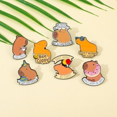 7 Styles Capybara Cartoon Pin Anime Alloy Brooch