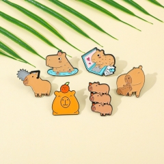 6 Styles Capybara Cartoon Pin Anime Alloy Brooch