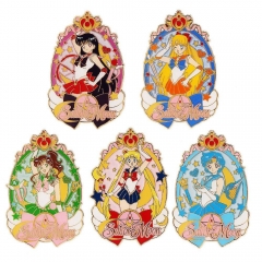 5 Styles 55*35*2mm Pretty Soldier Sailor Moon Cartoon Pin Anime Alloy Brooch