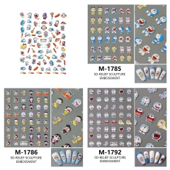 Redanco新款5D浮雕美甲贴纸卡通多啦A梦立体背胶指甲贴批发M-1785