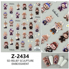 Redanco新款5D浮雕ins风卡通小兔子美甲贴纸立体指甲贴批发Z-2434