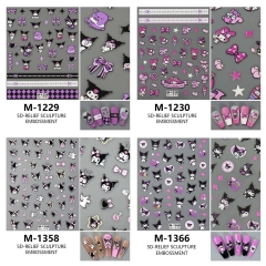 Redanco新款5D浮雕美甲贴纸卡通酷洛米立体背胶指甲贴批发M-1229
