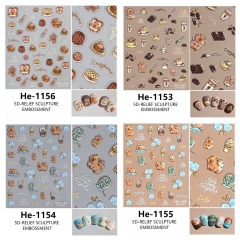 Redanco新款5D浮雕爆款卡皮巴拉贝壳光美甲贴纸立体指甲贴He-1155