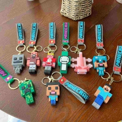 9 Styles Minecraft Cartoon PVC Anime Figures Keychain