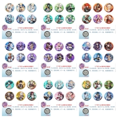 原神58 6款一套75mm圆形镭射细沙膜胸针