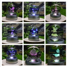 (彩盒+带电）跨境专供宝可梦精灵球5厘米A水晶球口袋妖怪卡通收藏卡通摆件USB夜灯