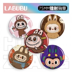 镭射胸章拉布布labubu58-75mm动漫徽章卡通胸针吧唧谷子