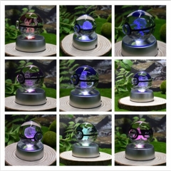 (彩盒+带电）跨境专供宝可梦精灵球5厘米B水晶球口袋妖怪卡通收藏卡通摆件USB夜灯