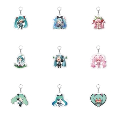 动漫钥匙扣初音未来双面透明亚克力挂件代发