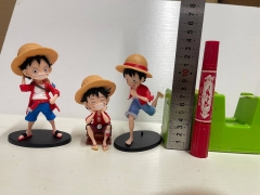 3pcs/set 9-13CM One Piece Monkey D Luffy Cartoon Anime PVC Figures
