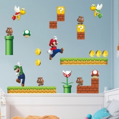 跨境马力欧游戏贴纸儿童房幼儿园装饰墙贴卡通Mario墙贴马里奥