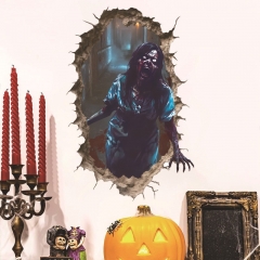 跨境Happy Halloween万圣节幽灵南瓜蝙蝠剪影窗贴PVC自粘墙贴贴纸