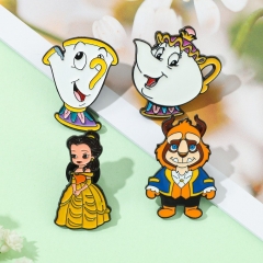 欧美影视卡通人物金属徽章美女与野兽茶壶太太合金胸针配饰别针