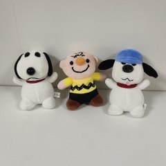 3pcs/set 10CM Snoopy Cartoon Anime Plush Toy Pendant