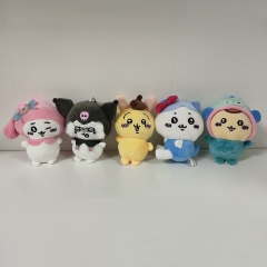 5pcs/set 10CM Sanrio Cartoon Anime Plush Toy Pendant