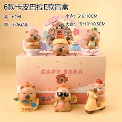 6PCS/SET Mystery 6cm Capybara Cartoon Blind Box Anime PVC Figure Toy