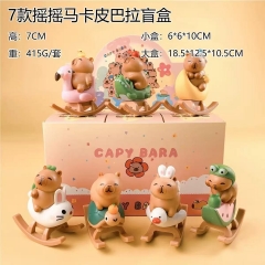 7PCS/SET 7cm Capybara Cartoon Mystery Blind Box Anime PVC Figure Toy