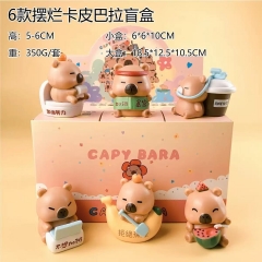 6PCS/SET 5-6cm Capybara Cartoon Mystery Blind Box Anime PVC Figure Toy