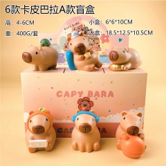 6PCS/SET 4-6cm Capybara Cartoon Mystery Blind Box Anime PVC Figure Toy