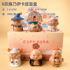 6PCS/SET 5-6.5cm Capybara Cartoon Mystery Blind Box Anime PVC Figure Toy