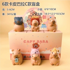 6PCS/SET 5-6cm Capybara Cartoon Mystery Blind Box Anime PVC Figure Toy