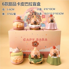 6PCS/SET 5-6cm Capybara Cartoon Mystery Blind Box Anime PVC Figure Toy