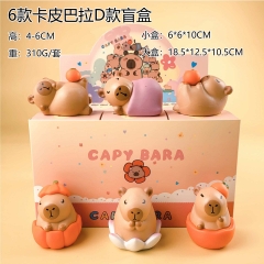 6PCS/SET 4-6cm Capybara Cartoon Mystery Blind Box Anime PVC Figure Toy