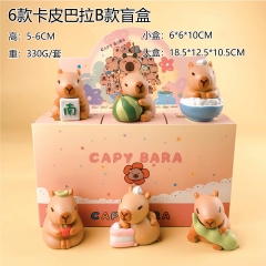 6PCS/SET 5-6cm Capybara Cartoon Mystery Blind Box Anime PVC Figure Toy