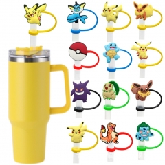 35 Styles Pokemon Cartoon Anime Straw Tips Cover Dust Proof Plugs