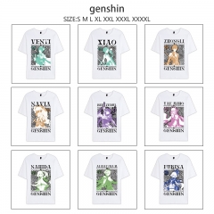 17 Styles Genshin Impact Cartoon Anime Short Sleeve T-shirt