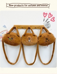 3 Styles Capybara Cartoon Anime Plush Crossbody Bag