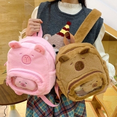 2 Styles Capybara Cartoon Anime Plush Backpack Bag