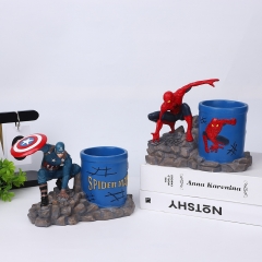 蜘蛛侠美国队长卡通树脂儿童笔筒摆件毕业学生礼物办公室桌面摆饰