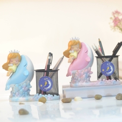 送女友礼物简约海豚树脂工艺品摆件可爱女孩星辰公主笔筒学生文具