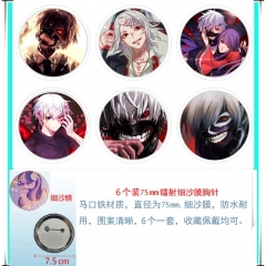 75mm 6PCS/SET Tokyo Ghoul Cartoon Pin Anime Tinplate Brooch