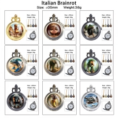 12 Styles Italian-Brainrot Cartoon Rotational Anime Small Necklace Pocket Watch
