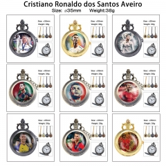 9 Styles Cristiano Ronaldo dos Santos Aveiro Cartoon Rotational Anime Small Necklace Pocket Watch