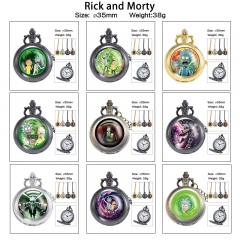 10 Styles Rick and Morty Cartoon Rotational Anime Small Necklace Pocket Watch