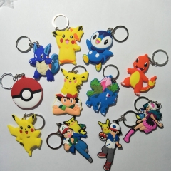 10 Styles Pokemon Cartoon Anime Soft Rubber Plastic Keychain