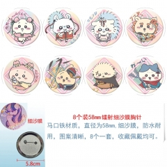 58mm 8PCS/SET Chiikawa Cartoon Pin Anime Tinplate Brooch