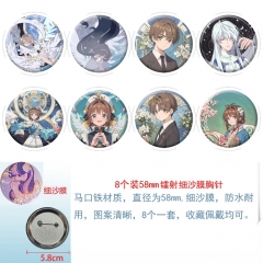2 Styles 58mm 8PCS/SET Card Captor Sakura Cartoon Pin Anime Tinplate Brooch