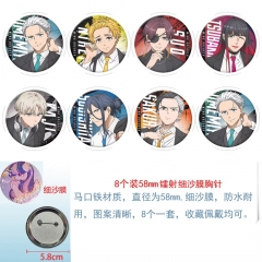 58mm 8PCS/SET Wind Breaker Cartoon Pin Anime Tinplate Brooch