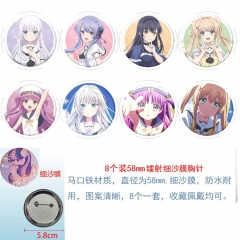 58mm 8PCS/SET Summer Time Rendering Cartoon Pin Anime Tinplate Brooch