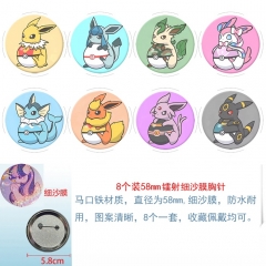 2 Styles 58mm 8PCS/SET Pokemon Cartoon Pin Anime Tinplate Brooch